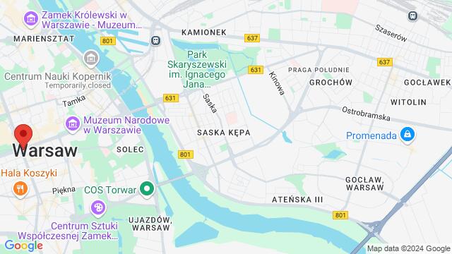 Map of the area around Warsaw, Poland, Warsaw, MZ, PL