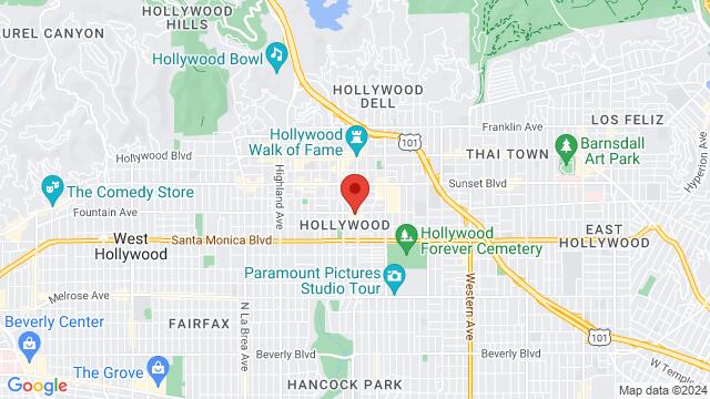 Map of the area around El Floridita Cuban Restaurant, 1253 N Vine St, Hollywood, CA, 90038, United States