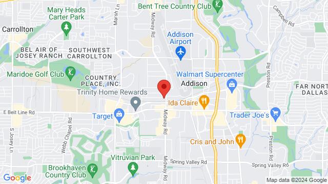 Map of the area around Dallas Dance Studio, 15203 Midway Road, Addison, TX 75001, Addison, TX, 75001, United States