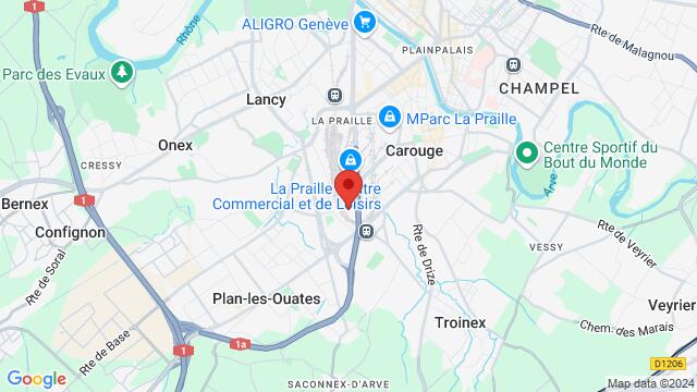 Map of the area around Route des Jeunes 24,Lancy, Geneva, GE, CH