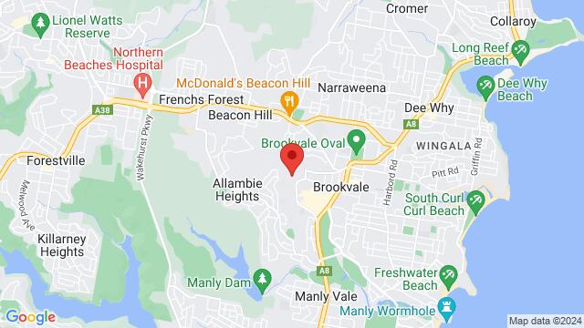 Map of the area around The Salsa Society, 11C/106 Old Pittwater Road, Brookvale, NSW, 2100, Australia