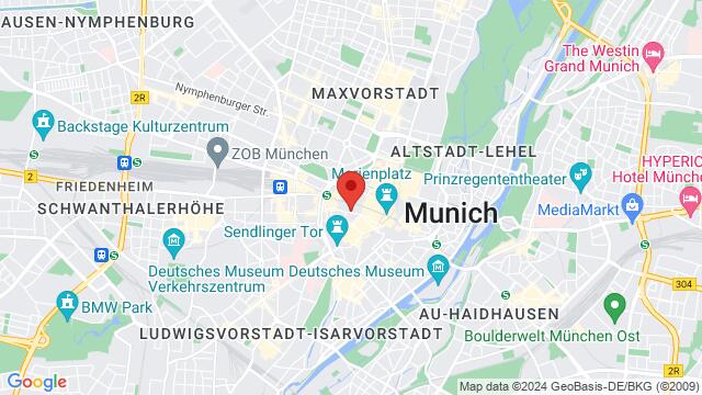 Kaart van de omgeving van The KULT TANZSCHULE in ADTV, Neuhauser Str. 15A, 80331 München, Germany