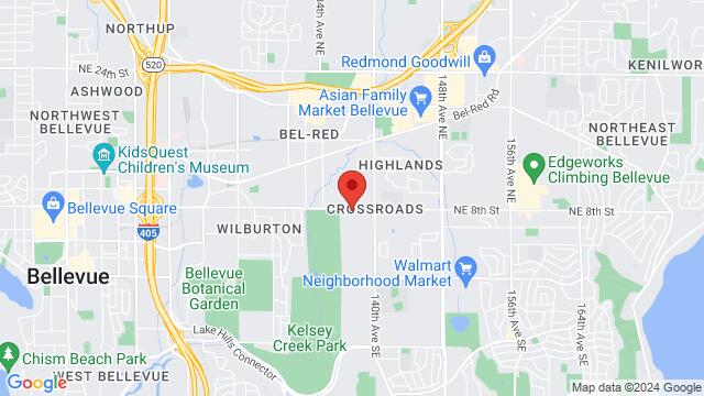 Map of the area around Bravo Dance School, 13635 Northeast 8th Street #Ste 104, Bellevue, WA 98005, Bellevue, WA, 98005, United States