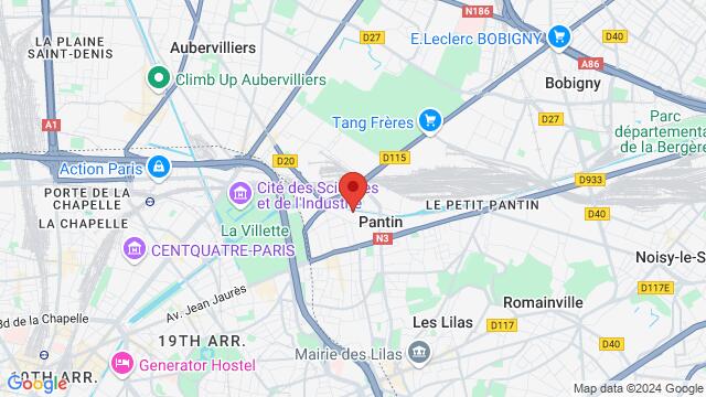 Map of the area around 26 Quai de l'Aisne, Pantin, 75000 Paris