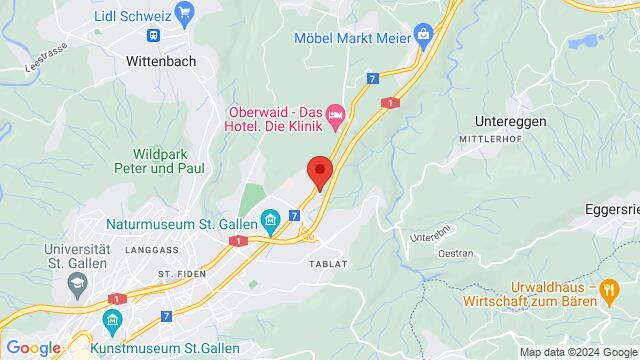 Map of the area around Lerchentalstrasse 19, 9016 St. Gallen