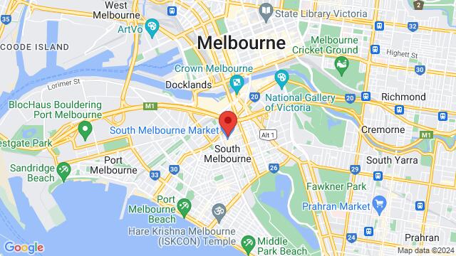 Map of the area around The Albion Rooftop & Club, 172 York Street, Melbourne, 3205, Australia