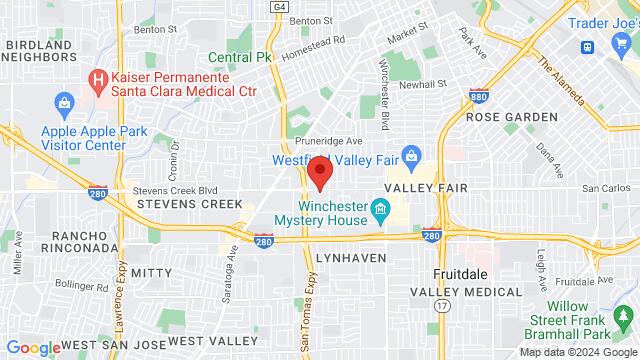 Karte der Umgebung von 3550 Stevens Creek Blvd, 95117, San Jose, CA, United States