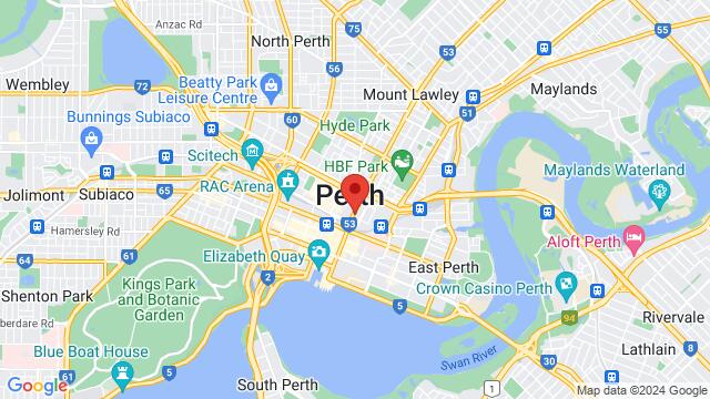 Map of the area around 50 Beaufort St, Perth WA 6000, Australia,Perth, Western Australia, Perth, WA, AU