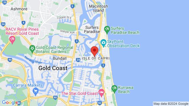 Map of the area around Shop 4, G7, Capri on Via Roma, Gold Coast, QLD, Australia, Queensland 4217