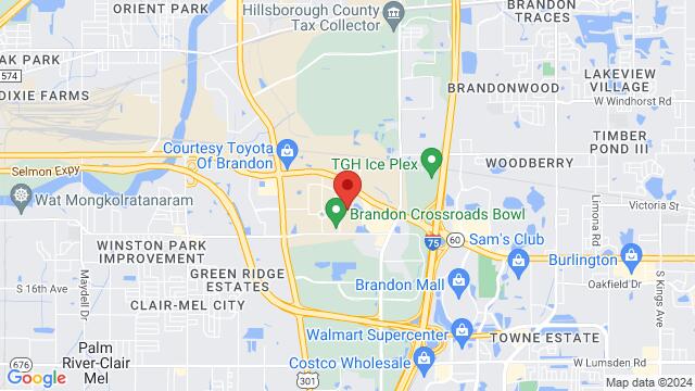 Map of the area around Red Star Live, 9847 E Adamo Dr, Tampa, FL, 33619, US