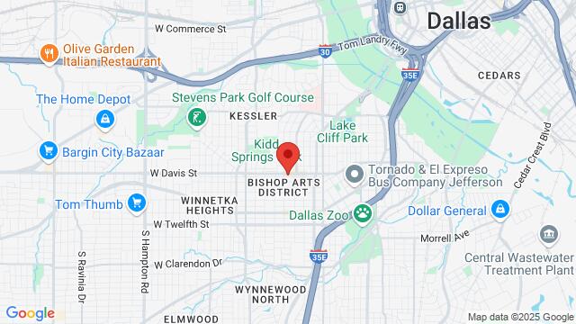 Map of the area around Ven Aqui Cocina Latina, 424 W Davis St, Dallas, TX, 75208, United States