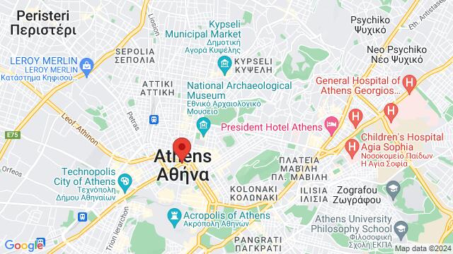 Map of the area around Athens, Greece