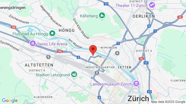 Map of the area around Club Silbando, Förrlibuckstrasse 62, CH-8005 Zürich (Richtung Eingang Swisscom - Links auf der 'Terrasse' Tür mit Schild 'Silbando' - 1. Stock)