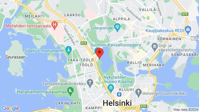 Map of the area around Oopperan Amfiteatteri, FI-00260 Helsinki, Suomi,Helsinki, Helsinki, ES, FI