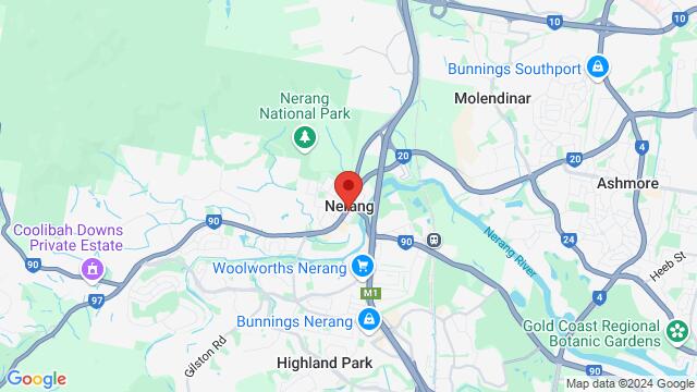 Map of the area around Nerang Community Hall, 34 Price St, Nerang QLD 4211, Australia