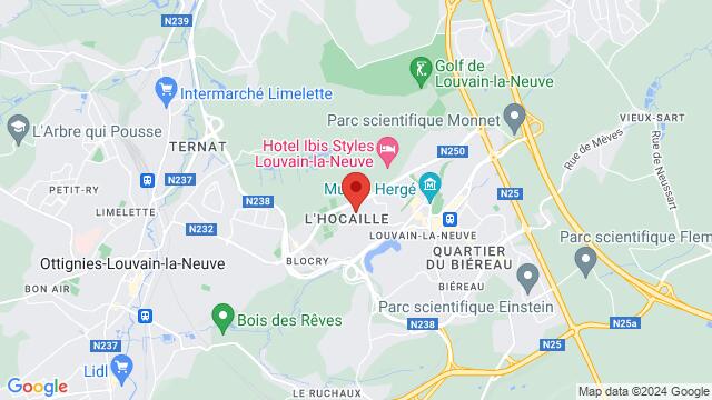 Kaart van de omgeving van Blocry Sport Bar - Louvain La Neuve