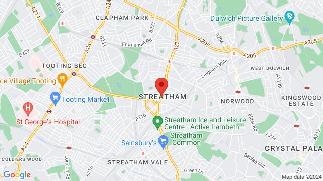 Map of the area around 232 Streatham High Road, London, EN, GB