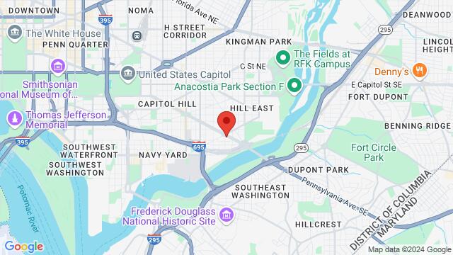 Map of the area around The Roost DC, 1401 Pennsylvania Ave SE, Washington DC, DC, 20003, United States