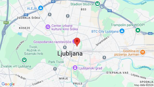 Map of the area around Publika bar Ljubljana