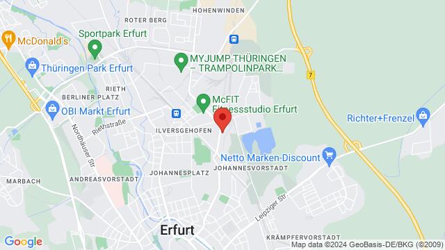 Map of the area around Paul-Schäfer-Straße 97A, 99086, Erfurt