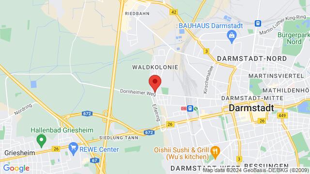 Map of the area around Dornheimerweg 79, 64293, Darmstadt