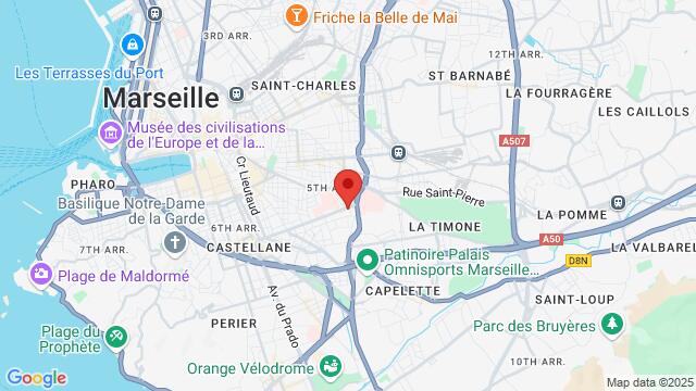 Map of the area around 258 Boulevard Baille 13005 Marseille