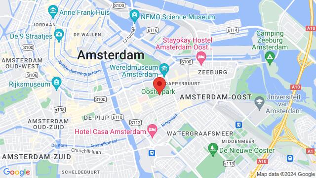 Mapa de la zona alrededor de Oosterpark, Amsterdam, The Netherlands