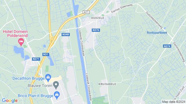 Map of the area around Brugge, Belgium, Brugge, WV, BE