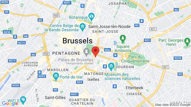 Kaart van de omgeving van Huis der Vleugels Montoyerstraat  1/32 1000 Brussel