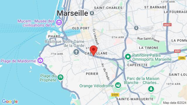 Map of the area around 36 Rue Falque 13006 Marseille