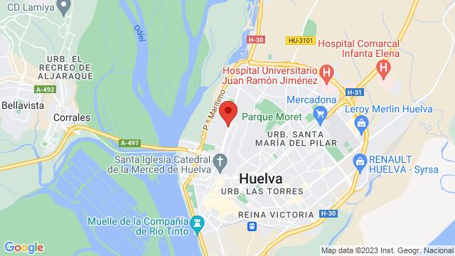 Map of the area around Av Cristóbal Colón , Huelva , Huelva