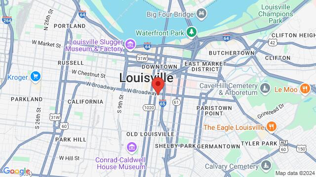 Map of the area around 120 W Broadway, Louisville, KY 40202, USA