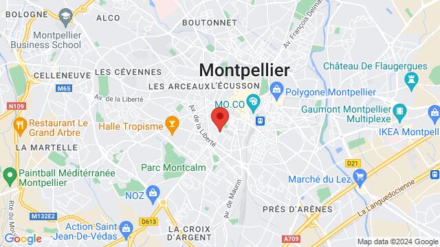 Map of the area around Le Manzanillo Libre, 42 Avenue Georges Clemenceau 34000 Montpellier