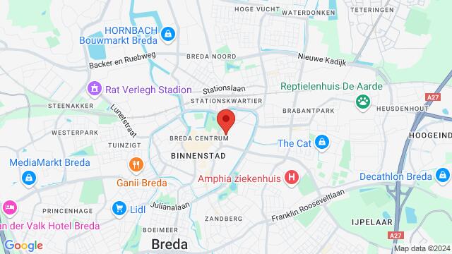 Map of the area around Pasbaan 7, 4811 GM Breda