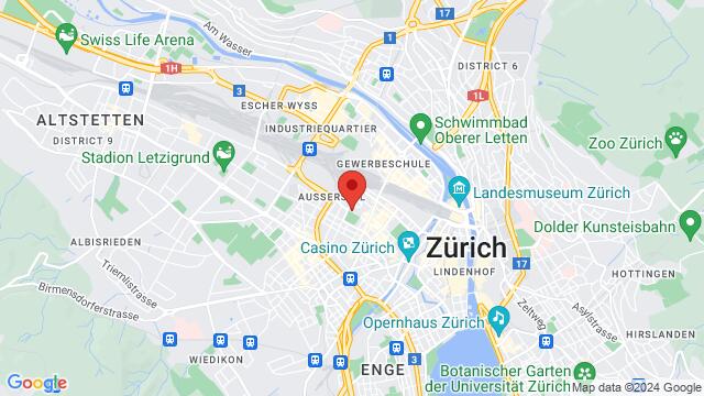 Map of the area around Tanzstudio DOWNTOWNSWING, Hohlstrasse 86a, Zürich, ZH, 8004, Switzerland