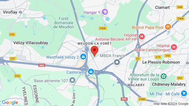 Map of the area around Place Simone Veil 92360 Meudon