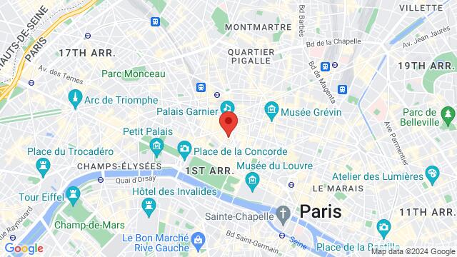 Map of the area around 9 rue daunou 75002 Paris