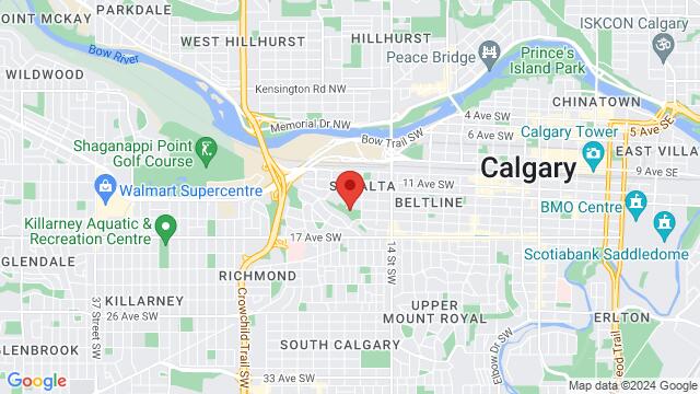 Mapa de la zona alrededor de 1727-1737 14 Ave SW,Calgary, Alberta, Calgary, AB, CA