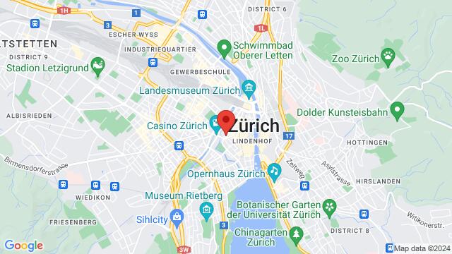 Kaart van de omgeving van Löwenstrasse 2, Zürich, Switzerland