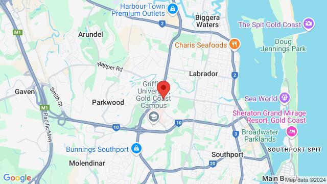 Map of the area around Southport Sharks, Olsen Ave &, Musgrave Ave, Southport QLD 4215, Australia