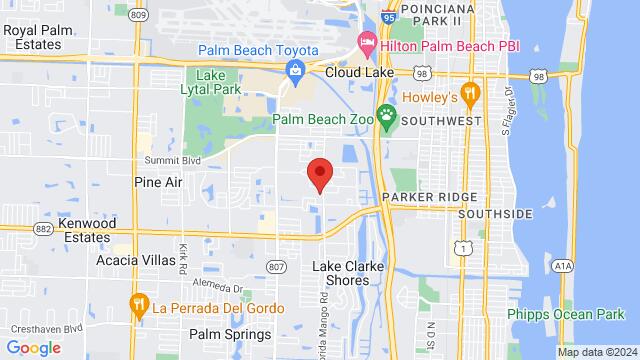 Map of the area around DANCECRUSH, 1317 Florida Mango Rd, West Palm Beach, FL, 33406, United States