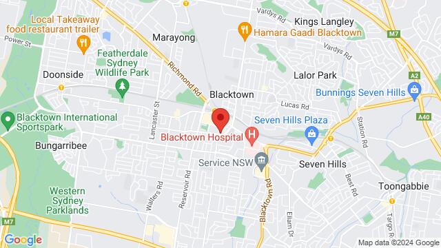 Map of the area around Blacktown Workers Club, 55 Campbell St, Blacktown, NSW, 2148, Australia