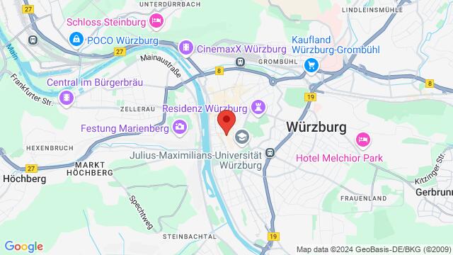 Karte der Umgebung von Tanzschule Hartung, Peterstraße 6A, 97070 Würzburg, Germany