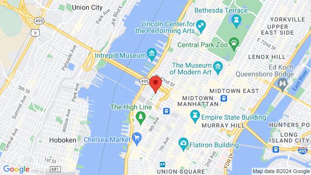 Map of the area around 524 West 36th St, New York, NY 10018