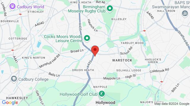 Map of the area around E 57 Social Club, 699 Alcester Rd S, Birmingham B14 5EY, UK