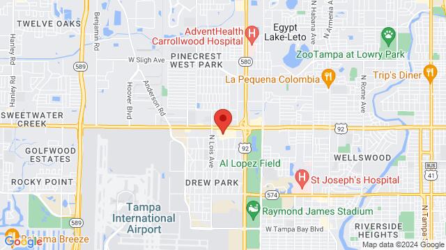 Karte der Umgebung von Dancin’ Motion School of the Arts, 3932 W Hillsborough Ave, Tampa, FL, 33614, United States