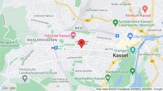 Map of the area around Das Wohnzimmer, Wilhelmshöher Allee 122-124, 34119 Kassel, Germany