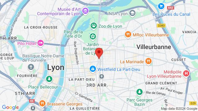 Map of the area around Barrio Club, 13 B Pl. Jules Ferry, 69006 Lyon, France