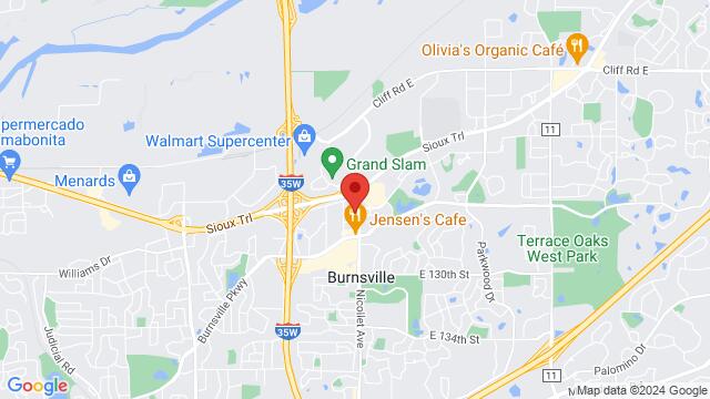 Map of the area around Mediterranean Cruise Cafe, 12500 Nicollet Ave, Burnsville, MN, 55337, United States