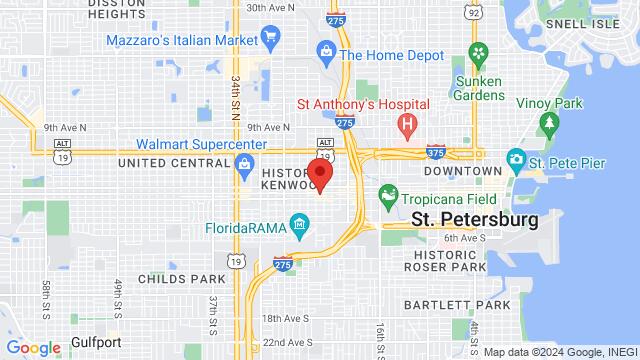 Map of the area around Grand Central Brewhouse – 2nd Level Terrace, 2340 Central Ave, Saint Petersburg, FL 33712, Saint Petersburg, FL, 33712, US